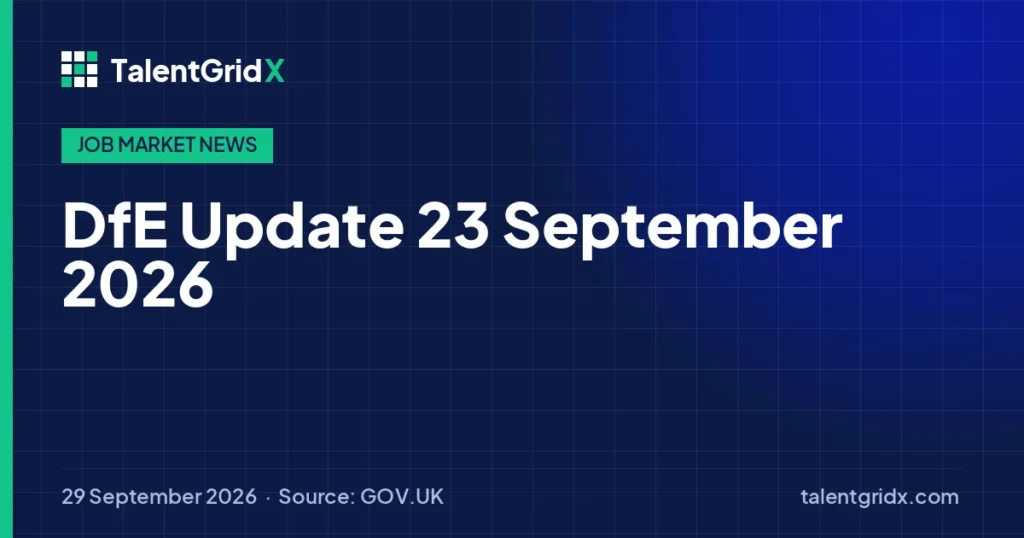 Job Market News: DfE Update 23 September 2026