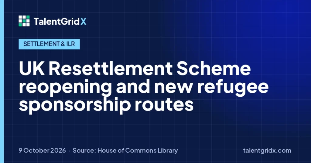 Settlement & ILR: UK Resettlement Scheme reopening and new refugee sponsorship routes