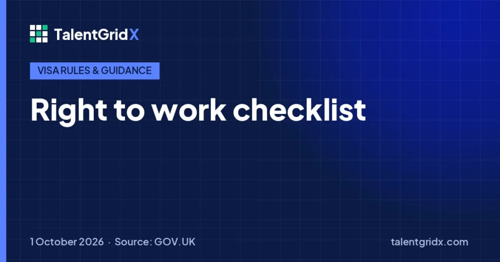 Visa Rules & Guidance: Right to work checklist
