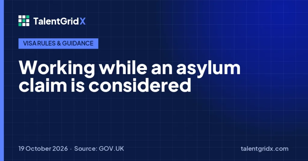Visa Rules & Guidance: Working while an asylum claim is considered